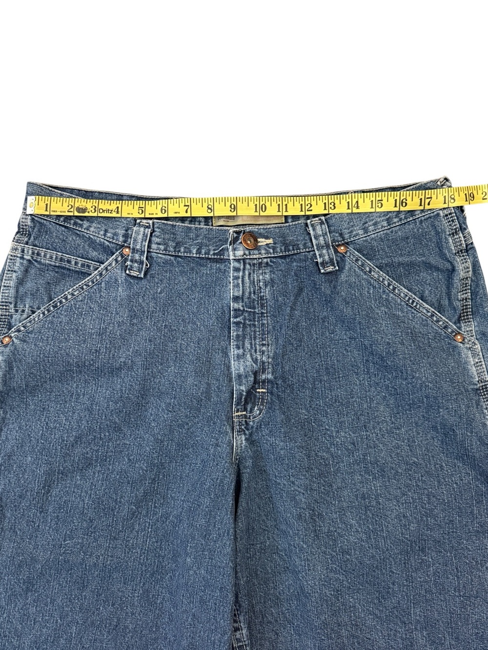 Lee Dungarees Carpenter Jean Shorts 38L Y2K Baggy Skater Fits 36x12 Medium Blue - Picture 9 of 15
